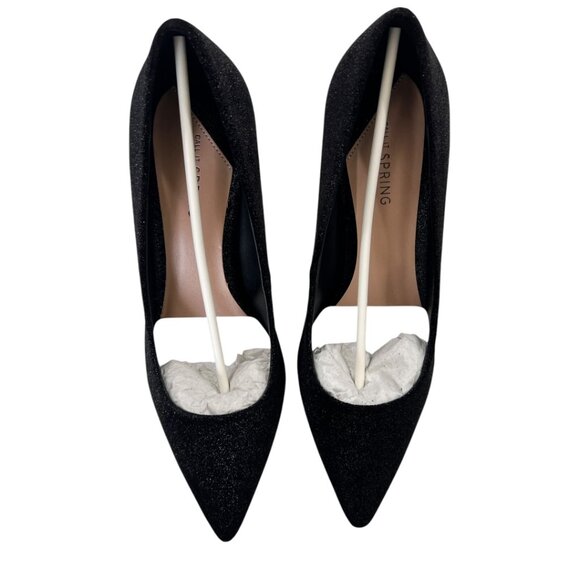 Call It Spring Slip-on Heels Pointed Toe Pumps Black Faux Suede w/Silver 9 NEW - Picture 8 of 9